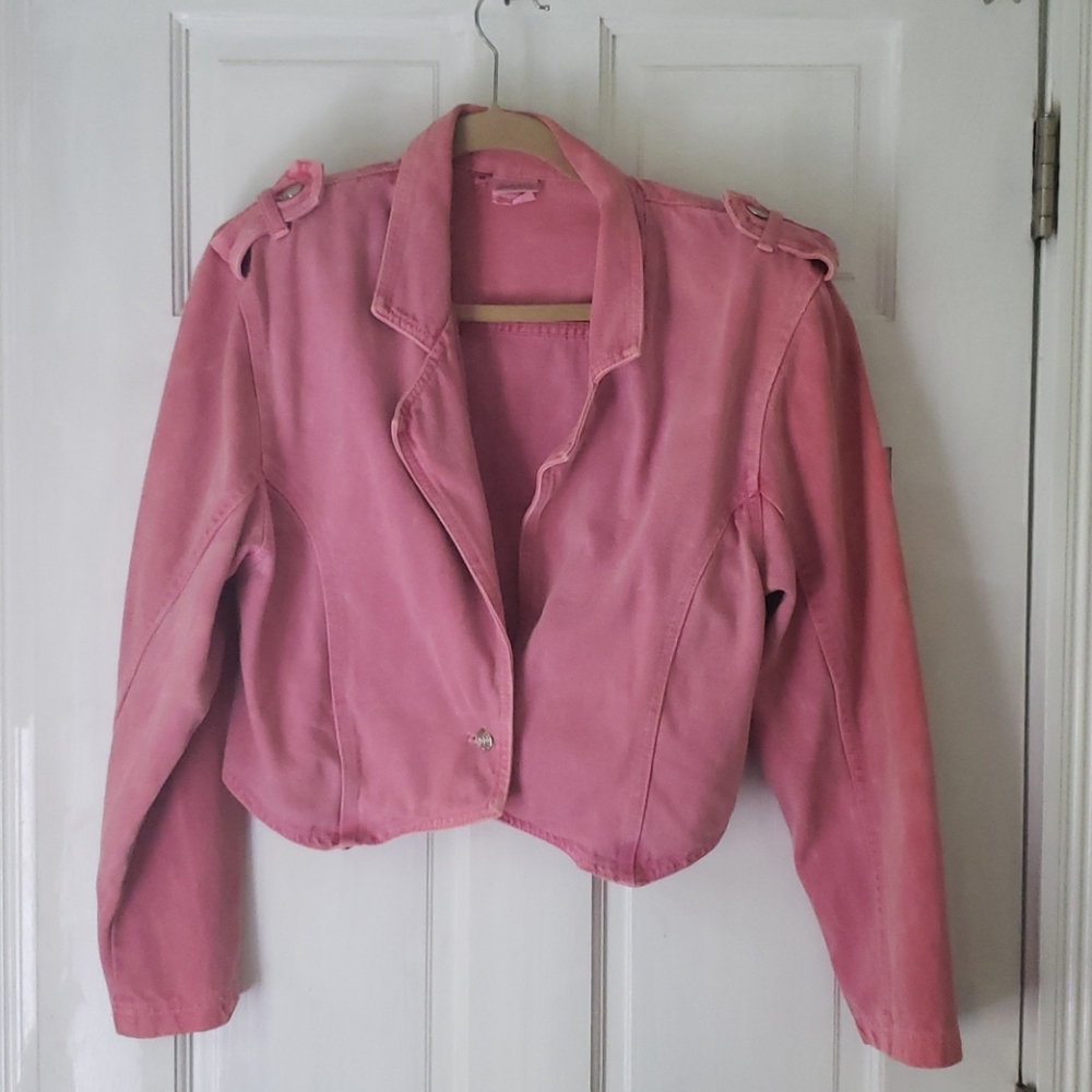 Vintage Rare Frederick's Pink Denim Jacket Sz M